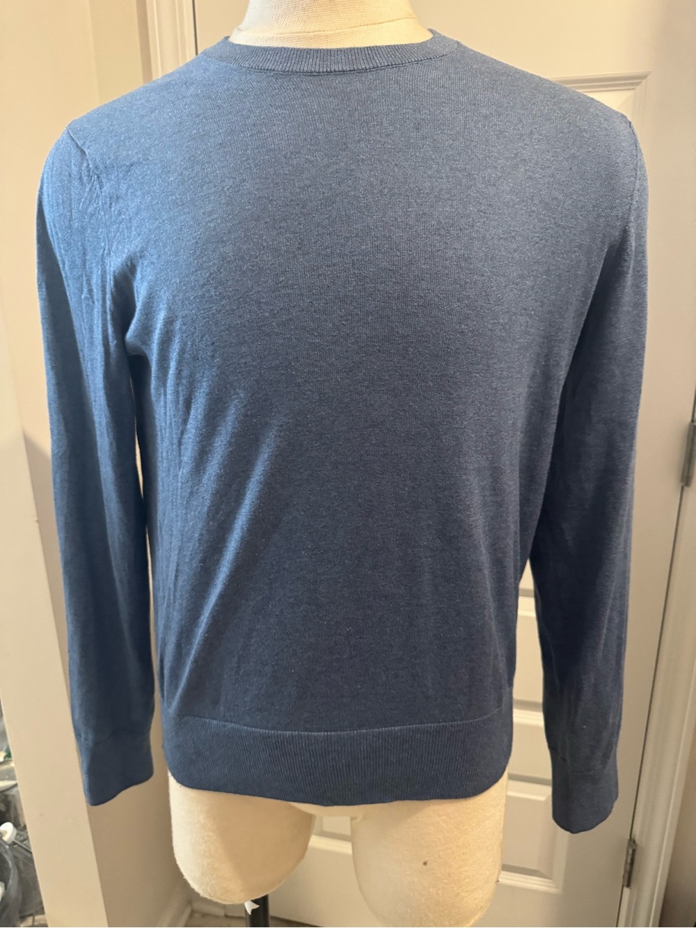 Banana Men's Lightweight Crewneck Sweater - Blue size M Silk/Cotton/Cashmere